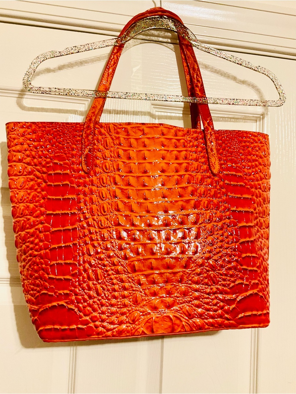 Orange Croc-Embossed Tote Bag - Women - Picture 4 of 12